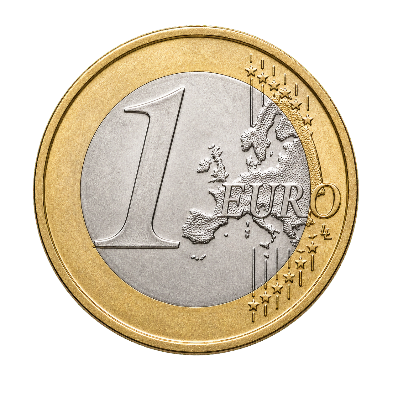 Front view of a one euro coin